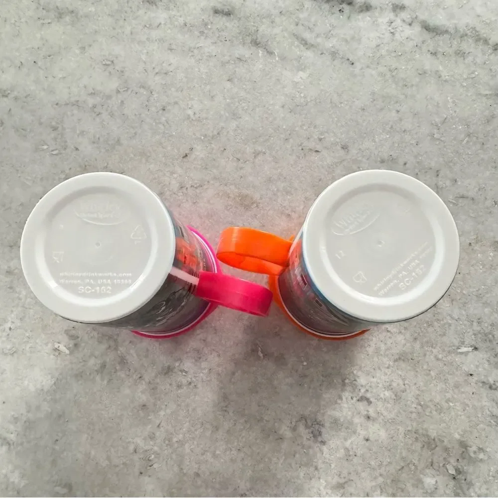 Walt Disney World Refillable Plastic Souvenir Cups Pink and Orange Set of 2